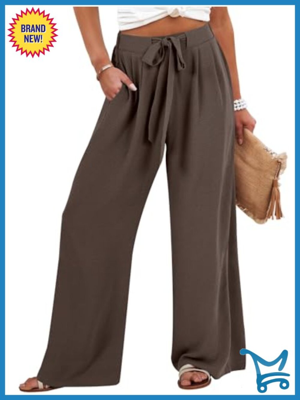 Women's Wide Leg Palazzo Pants High Waist Flowy Trousers Pull On